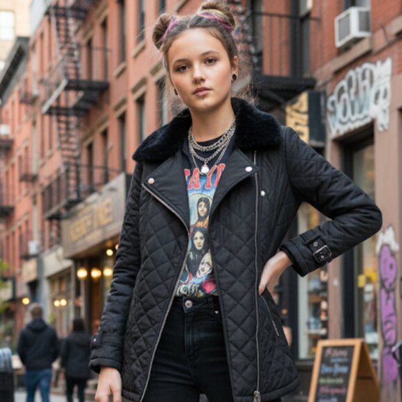 Bardot Girls Aimee quilted coat size14 junior exclusive authentic $100 tag. NWT - Picture 1 of 8